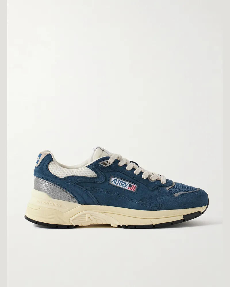 AUTRY Hyperway Sneakers aus Veloursleder und Mesh mit Lederbesatz Blau