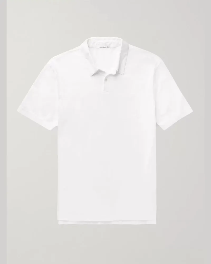 James Perse Supima Cotton-Jersey Polo Shirt White