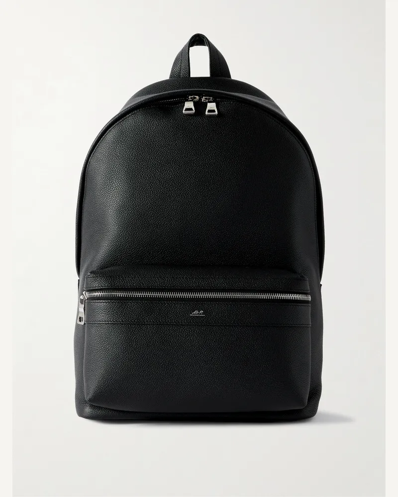 MR P. Rucksack aus vollnarbigem Leder Schwarz