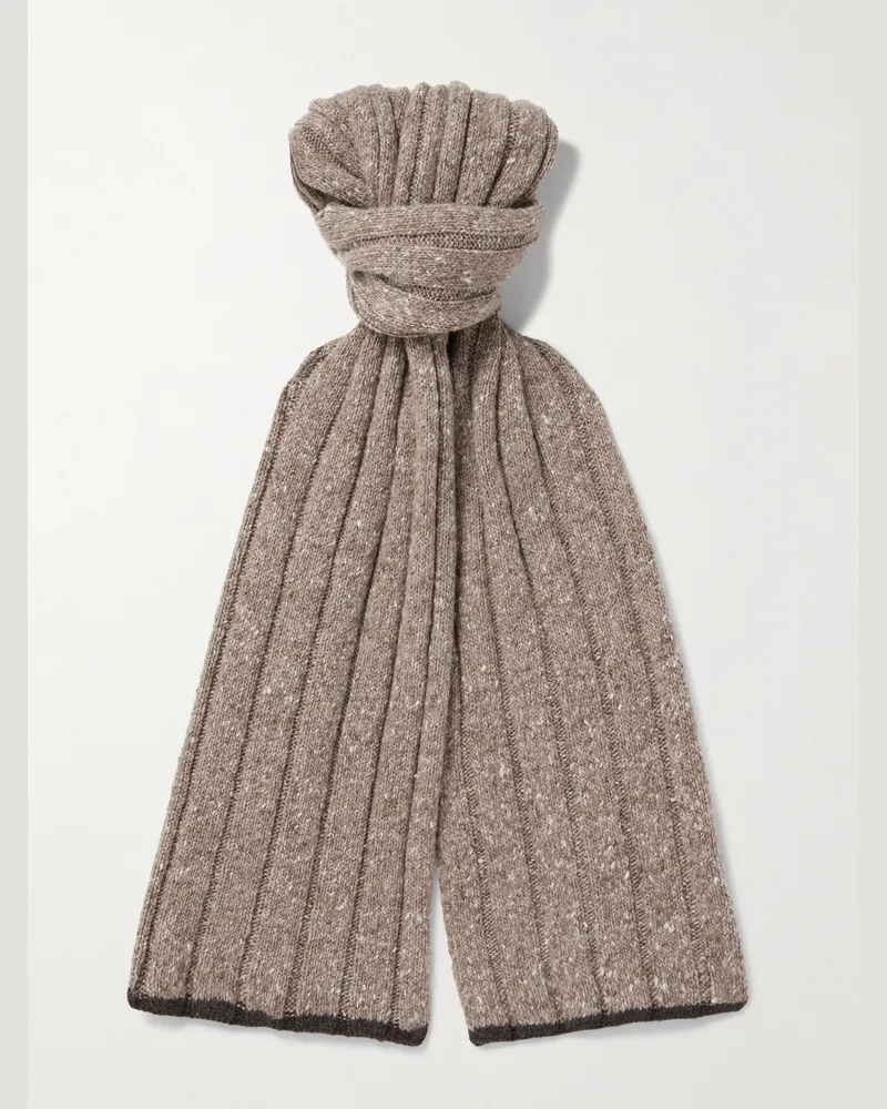 Brunello Cucinelli Ribbed Cashmere Scarf Brown