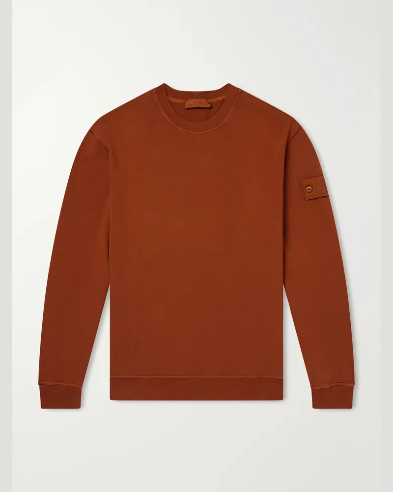 Stone Island GHOST Garment-Dyed Stretch-Cotton Jersey Sweatshirt Orange