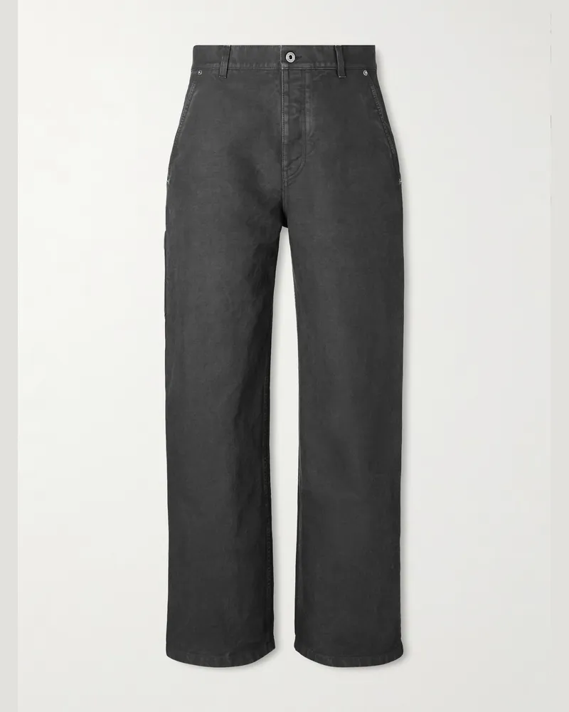 Loewe Straight-Leg Cotton Trousers Gray
