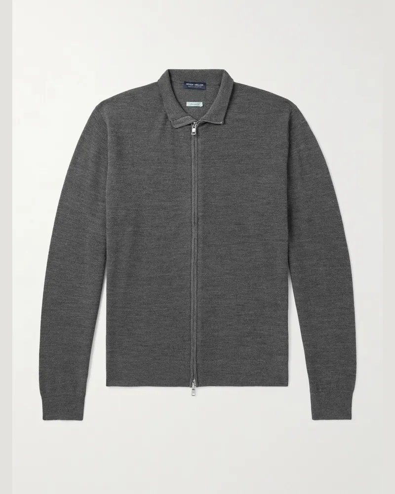 Peter Millar Excursionist Flex Cardigan aus einer Merinowollmischung mit Reißverschluss Grau