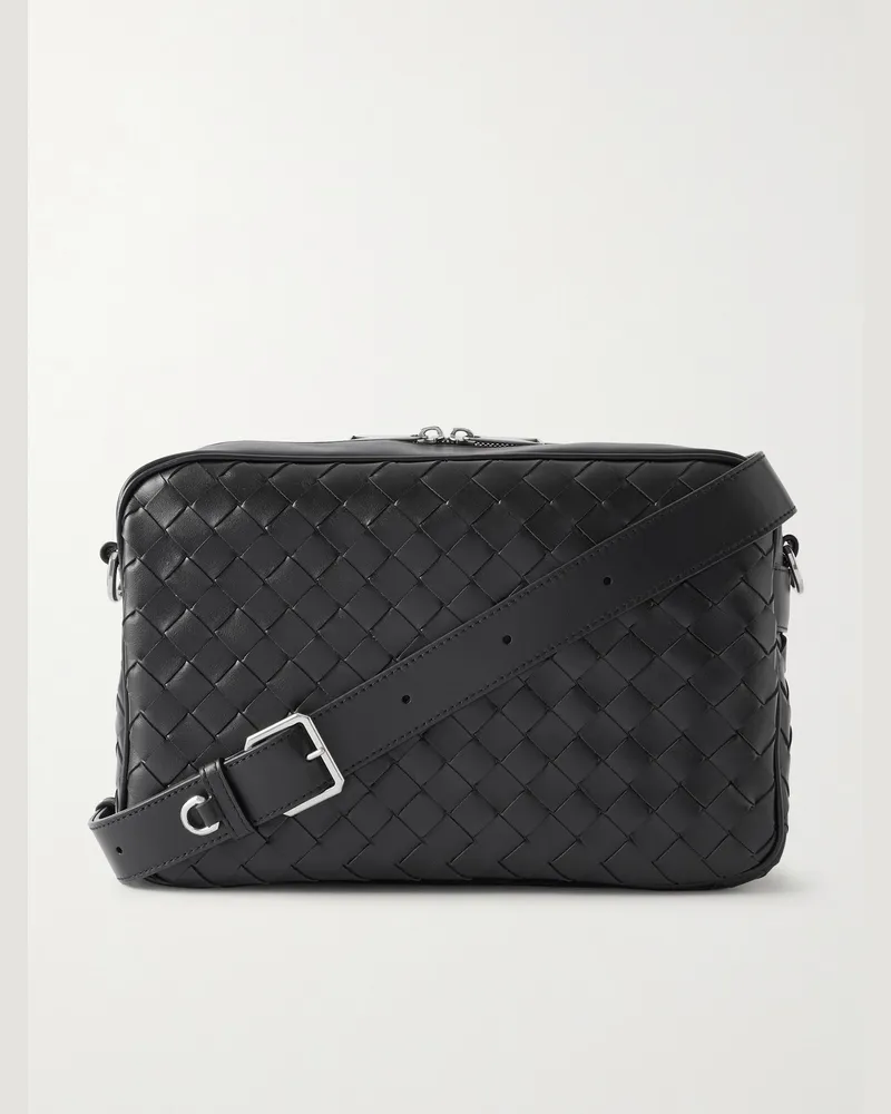 Bottega Veneta Intrecciato Leather Camera Bag Black