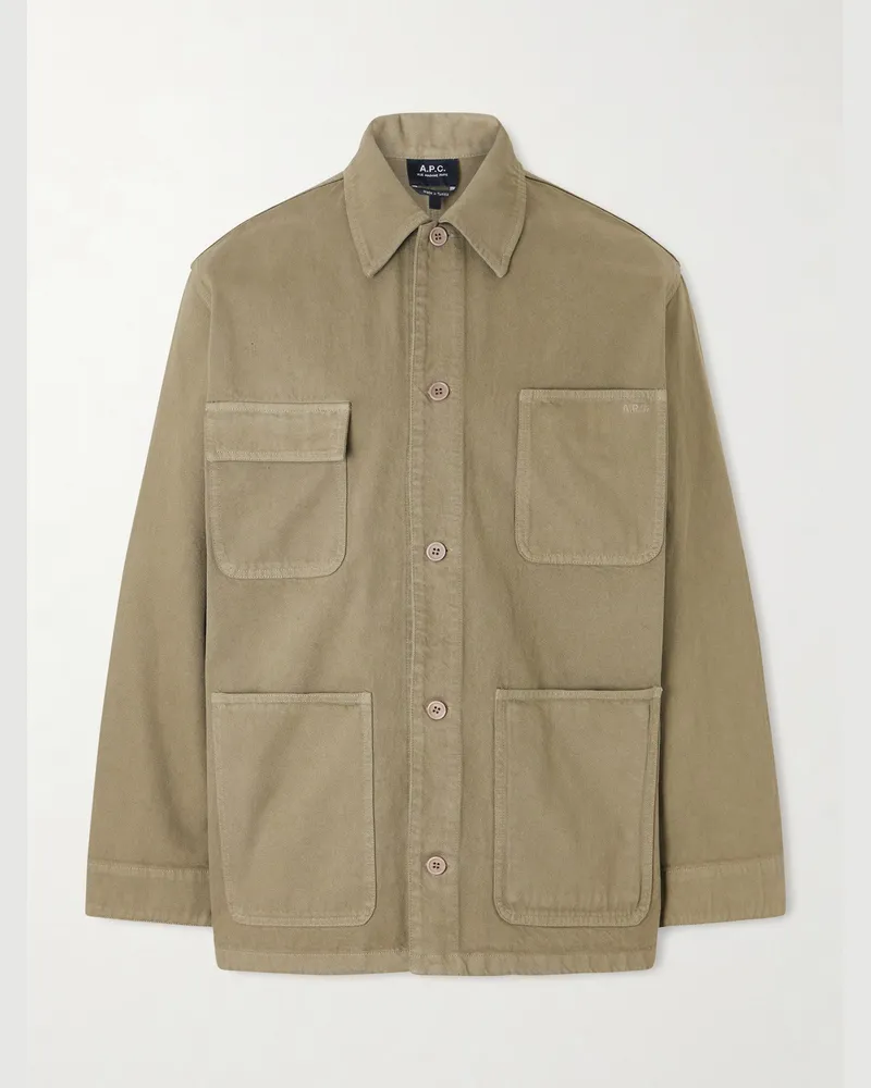 A.P.C. Hemdjacke aus Denim Grün