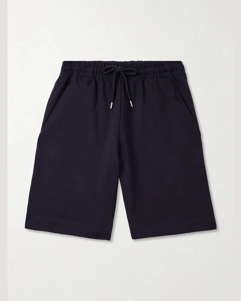 Dries van Noten Wide-Leg Cotton-Jersey Drawstring Shorts Blue