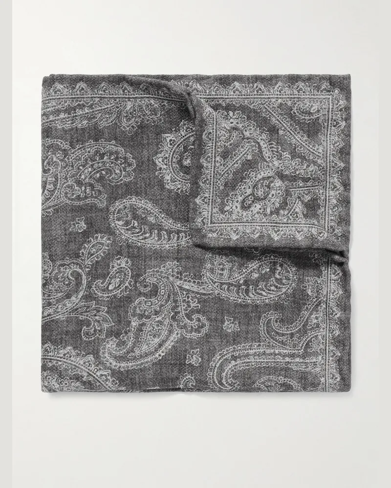 Brunello Cucinelli Einstecktuch aus Seide mit Paisley-Print Grau