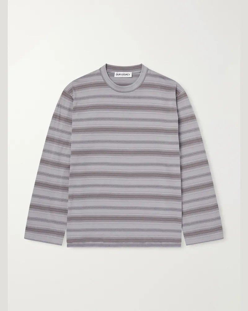 Our Legacy Striped Cotton-Jersey T-Shirt Gray