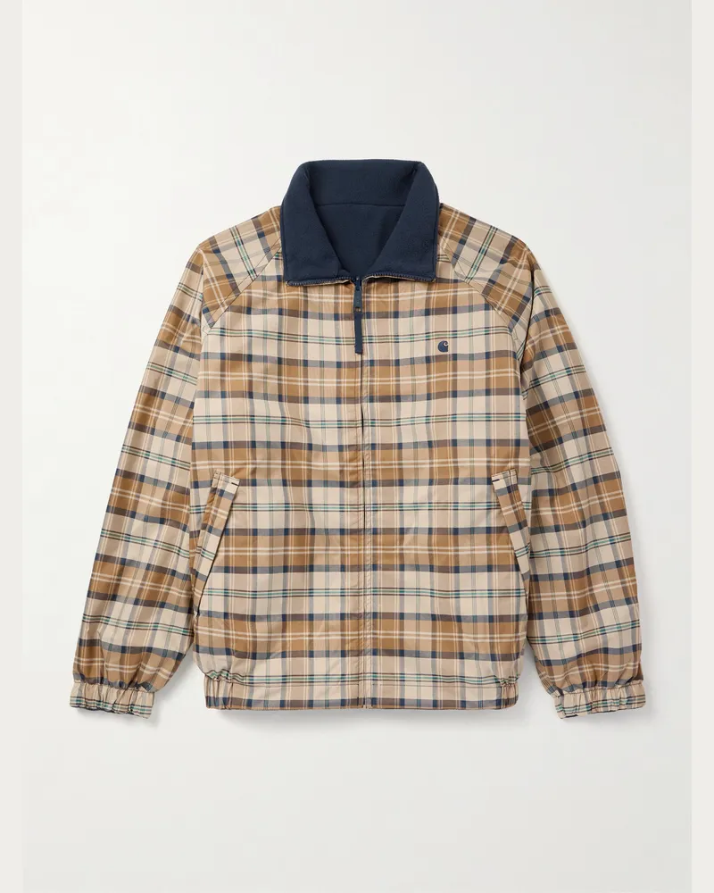 Carhartt WIP Wendbare Bomberjacke aus kariertem Shell und Fleece Braun