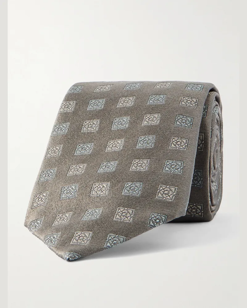 Brunello Cucinelli Krawatte aus Seiden-Jacquard, 8 cm Braun