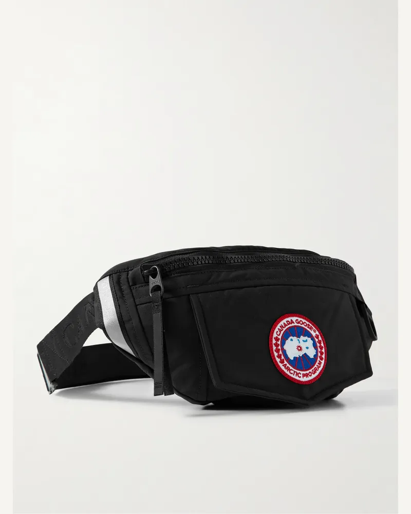 Canada Goose Logo-Appliquéd Webbing-Trimmed Shell Belt Bag Black