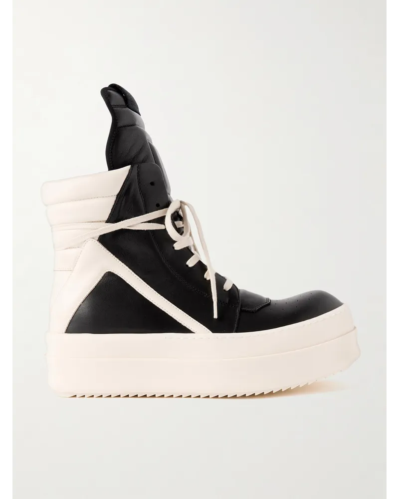 Rick Owens Mega Bumber Geobasket High-Top-Sneakers aus gestepptem Leder Schwarz