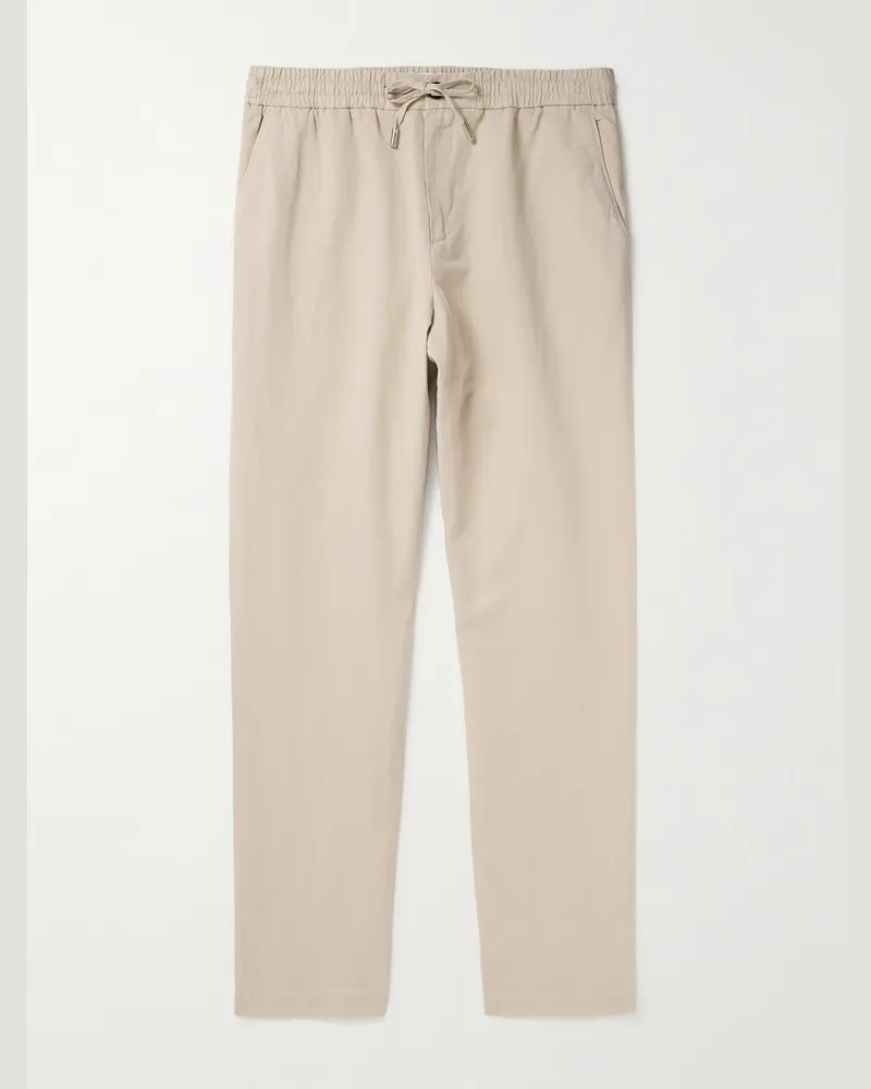 MR P. James gerade geschnittene Hose aus Twill aus einer Baumwoll-Leinenmischung mit Kordelzugbund Neutral