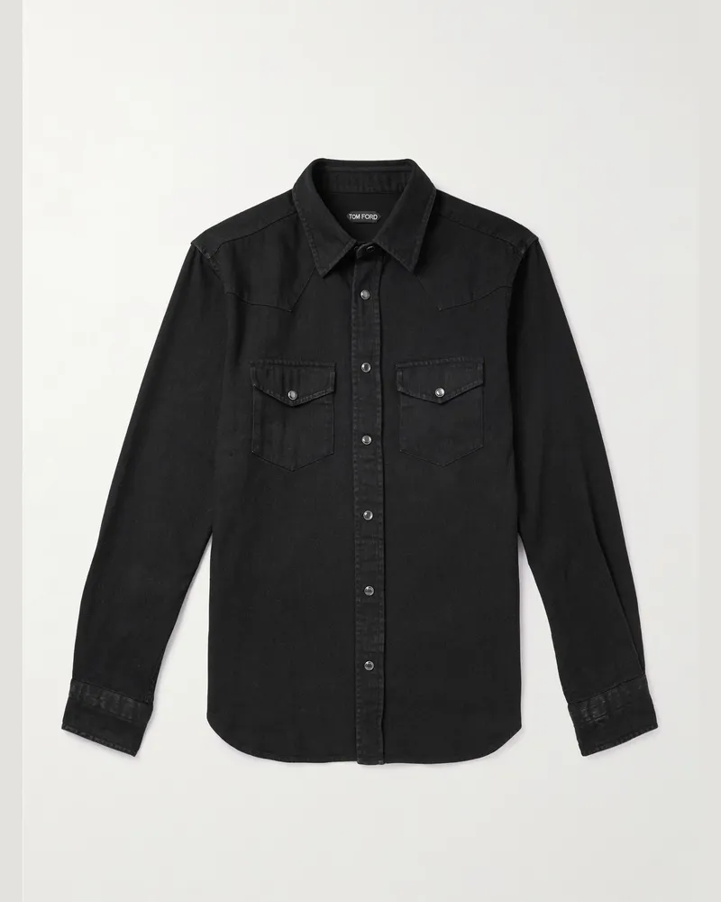 Tom Ford Jeanshemd im Western-Stil Schwarz
