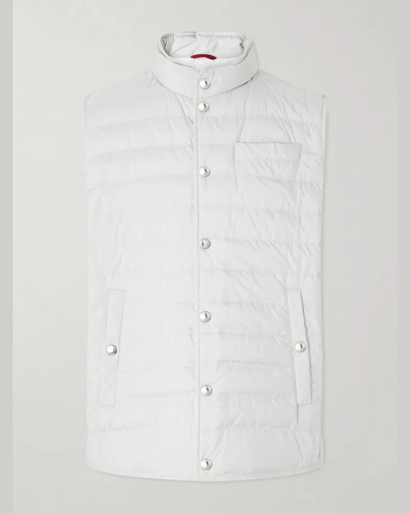 Brunello Cucinelli Quilted Shell Down Gilet Neutrals
