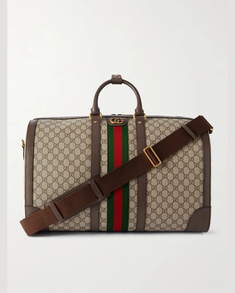 Gucci Savoy Large Weekender aus beschichtetem Supreme-Canvas mit Logomuster und Besatz aus vollnarbigem Leder Braun