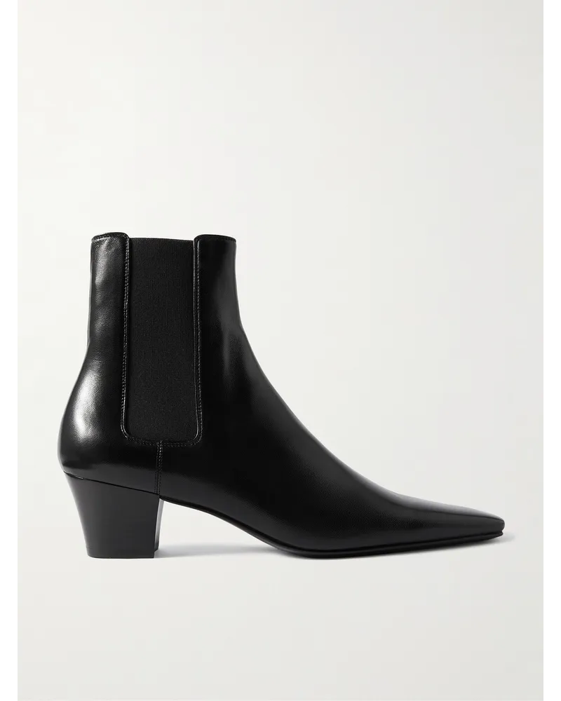 Saint Laurent Rainer Chelsea Boots aus Glanzleder Schwarz