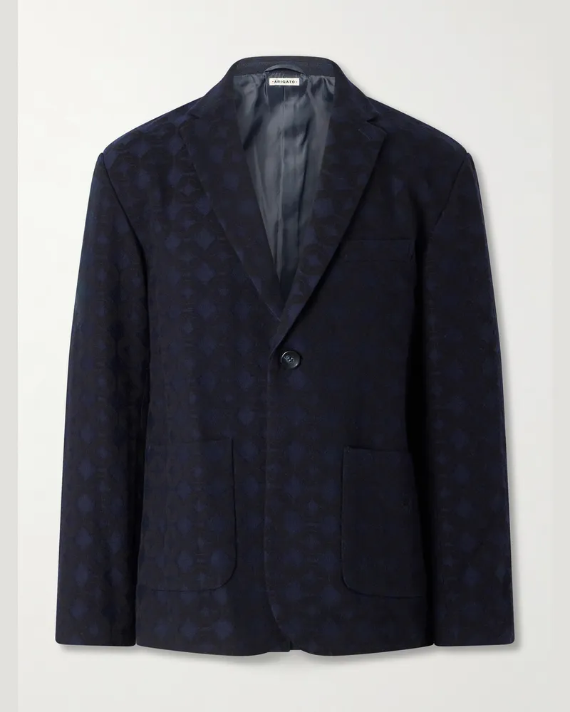 Blue Blue Japan Shippou Cotton and Wool-Blend Jacquard Suit Jacket Blue