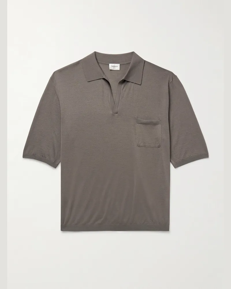 Saint Laurent Polohemd aus Wolle Grau