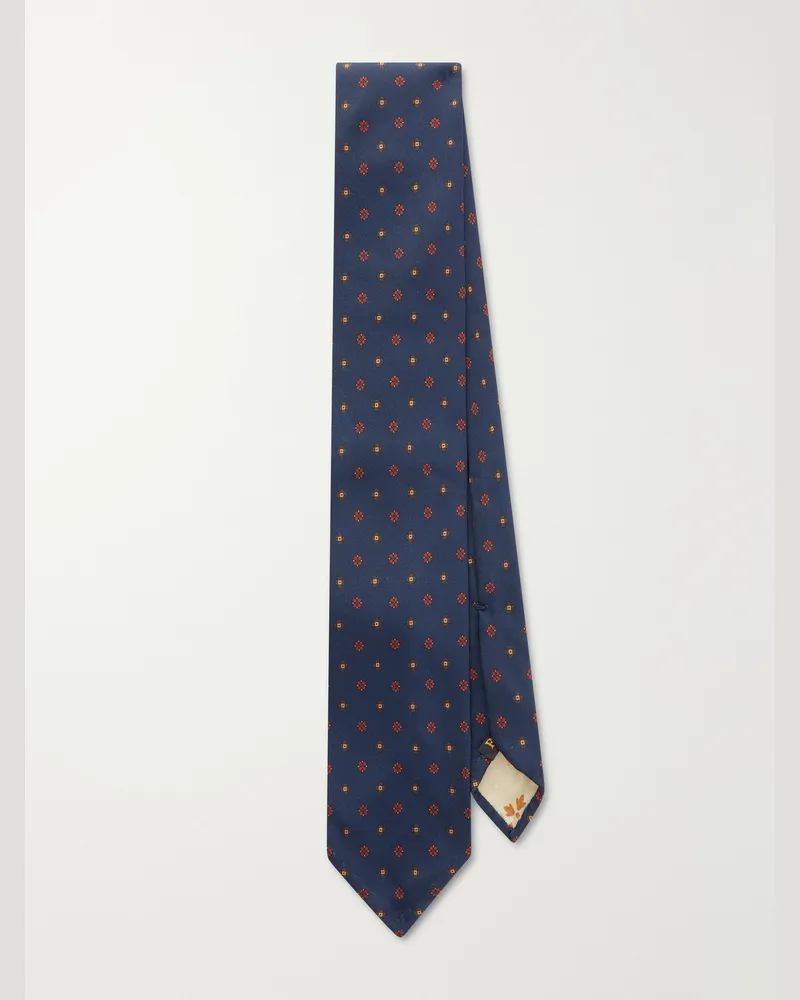 Rubinacci 8cm Printed Silk-Twill Tie Blue