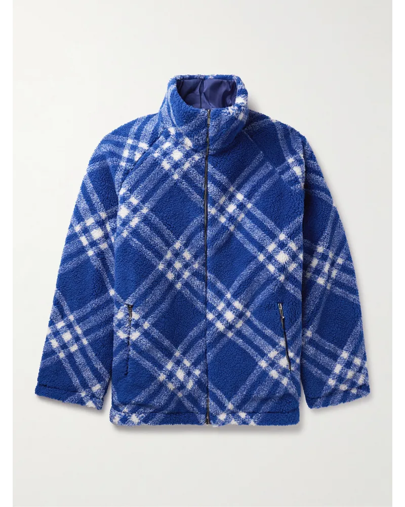 Burberry Wendbare Jacke aus Fleece und Shell mit Karomuster Blau