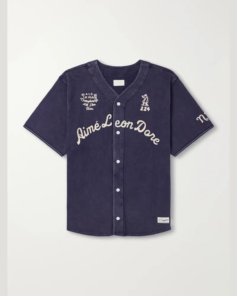 Aimé Leon Dore Logo-Embroidered Cotton Shirt Blue