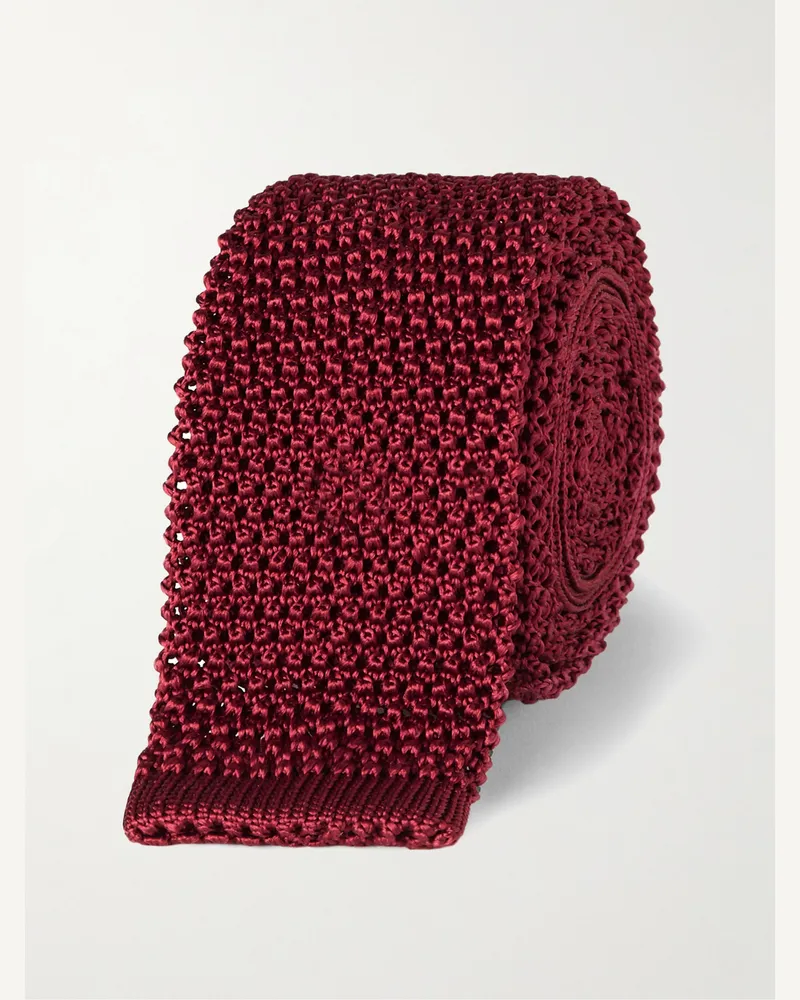 Charvet 5cm Knitted Silk Tie Burgundy