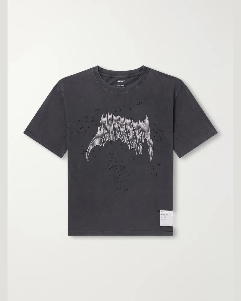 Satisfy Logo-Print Distressed MothTech™ Cotton-Jersey T-Shirt Black