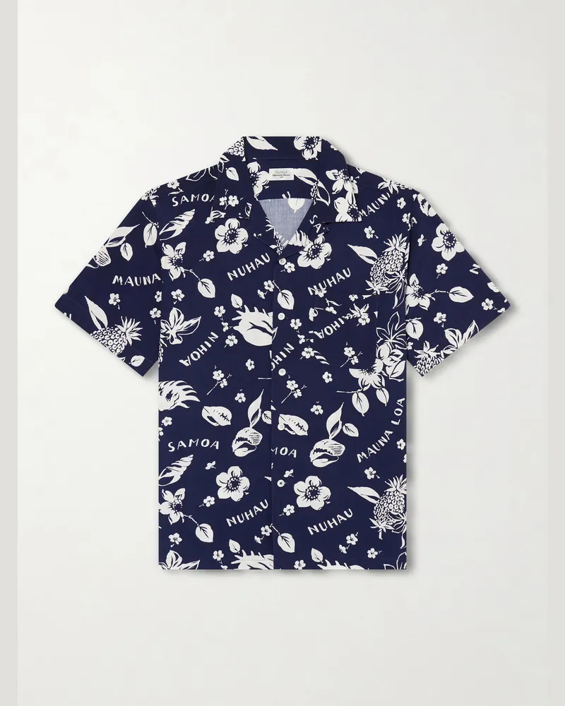 Hartford Palmito Camp-Collar Printed Shirt Blue