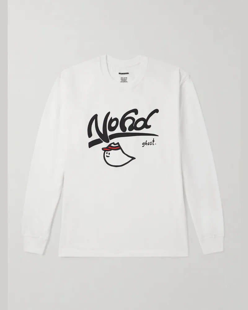 Neighborhood Ghost Logo-Print Cotton-Jersey T-Shirt White