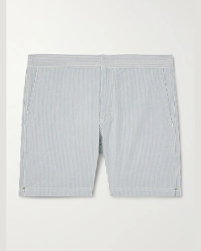 Sid Mashburn Gerade geschnittene mittellange Badeshorts mit Streifen Blau
