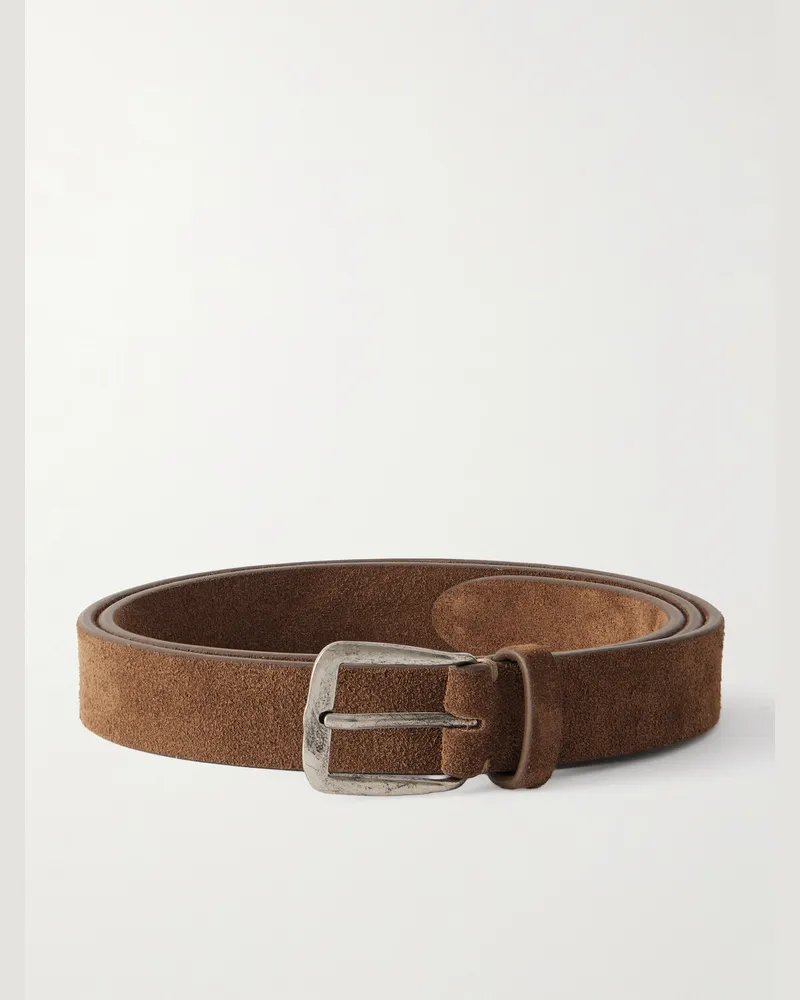Massimo Alba 2.5cm Budapest Suede Belt Brown