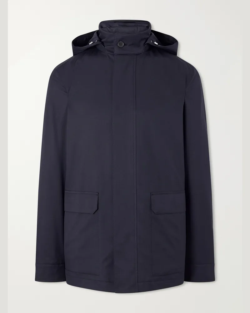 Ermenegildo Zegna Twill Hooded Coat Blue