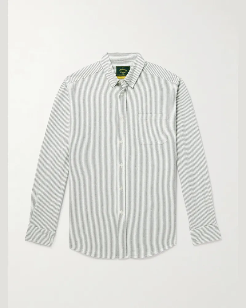 Portuguese Flannel Hemd aus gebürstetem Baumwoll-Oxford mit Button-Down-Kragen Grün