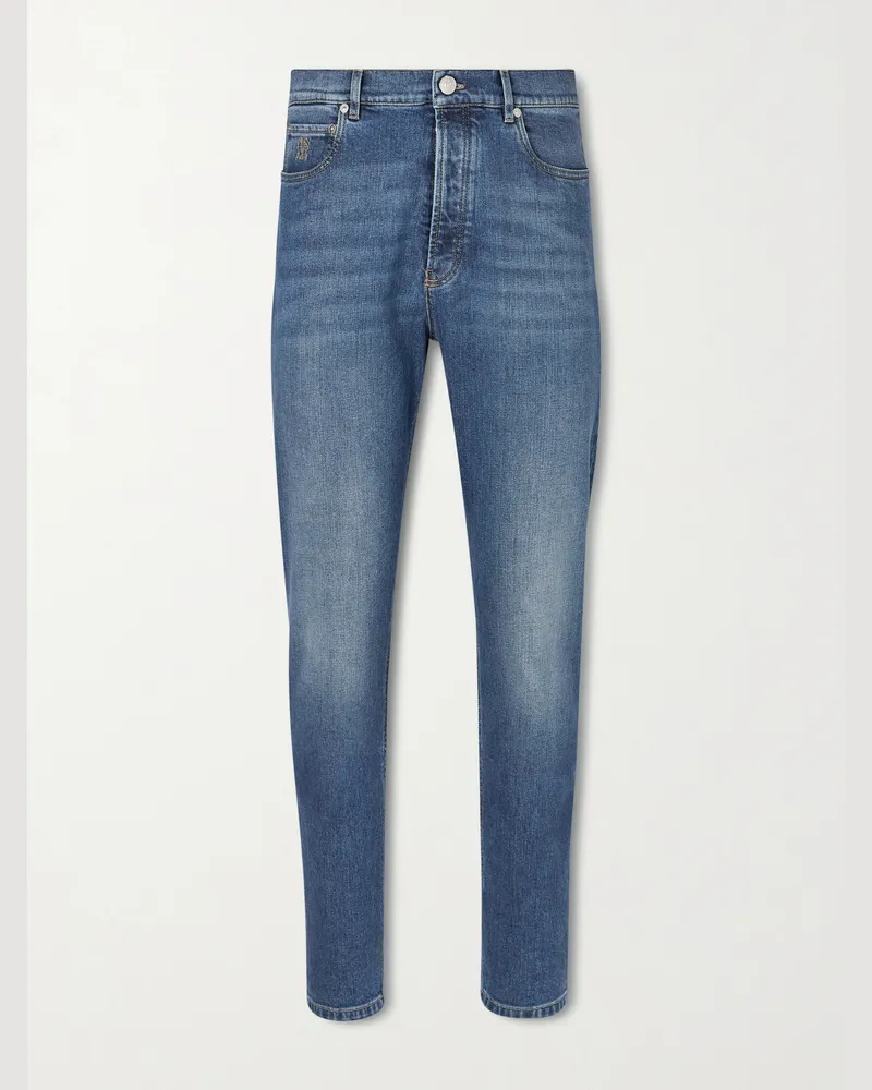 Brunello Cucinelli Iconic Slim-Fit Stretch Jeans Blue
