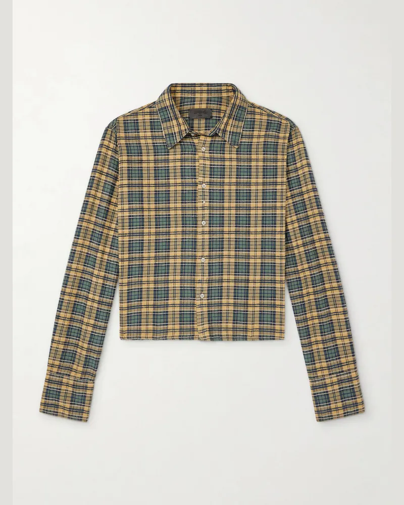 FourTwoFour on Fairfax HOORSENBUHS kariertes Flanellhemd aus einer Baumwollmischung Gelb