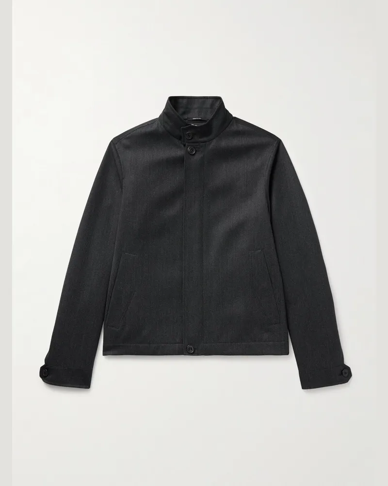 Ermenegildo Zegna Jacke aus Schurwoll-Twill mit Nubuklederbesatz Grau