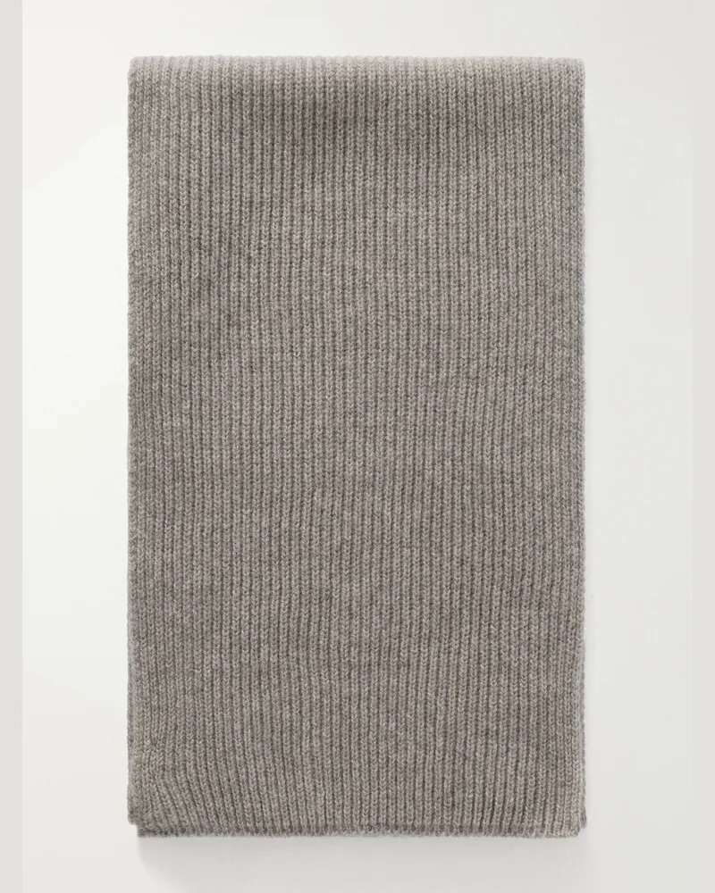 Johnstons of Elgin Ribbed Cashmere Scarf Neutrals