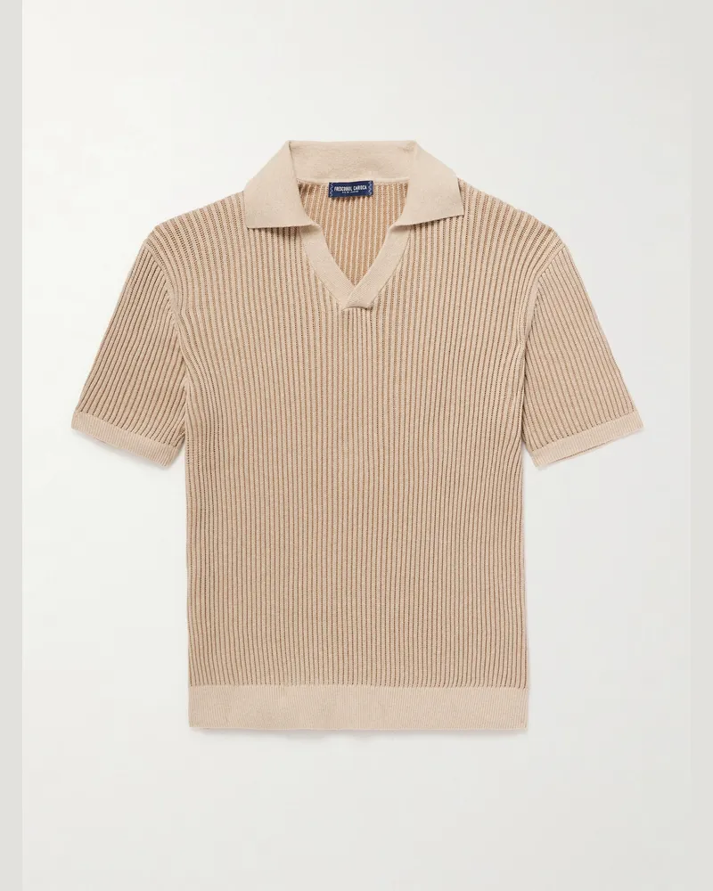 Frescobol Carioca Rino Polohemd aus einer Baumwollmischung in Rippstrick Neutral