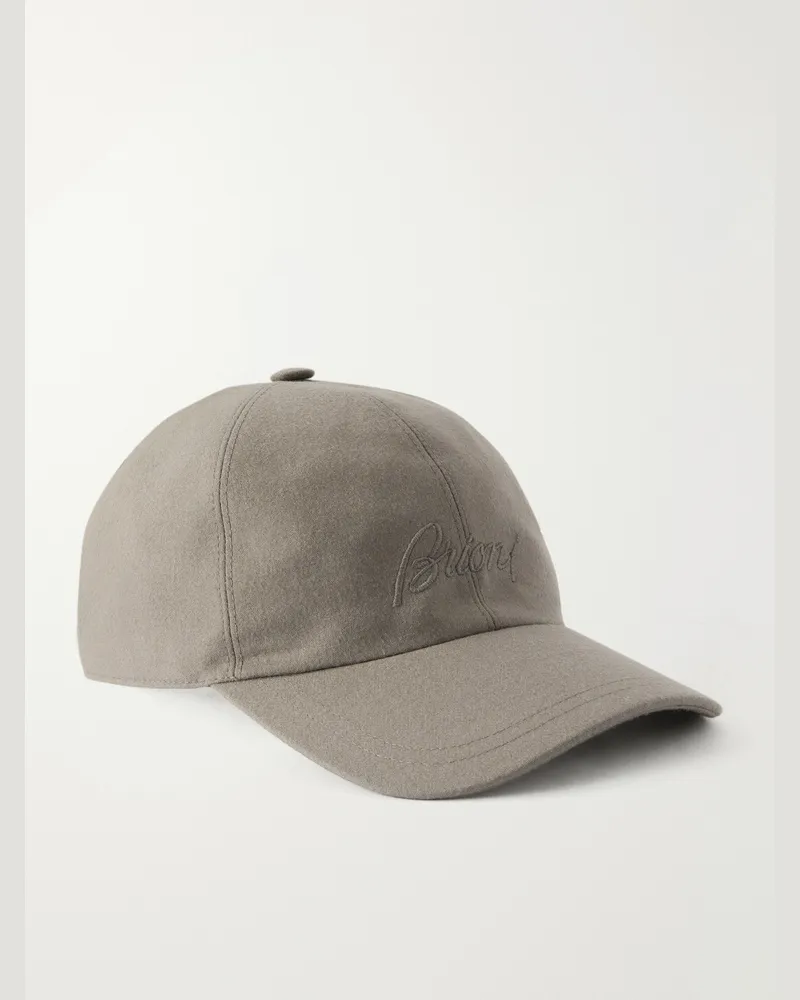 Brioni Logo-Embroidered Cashmere-Blend Baseball Cap Neutrals