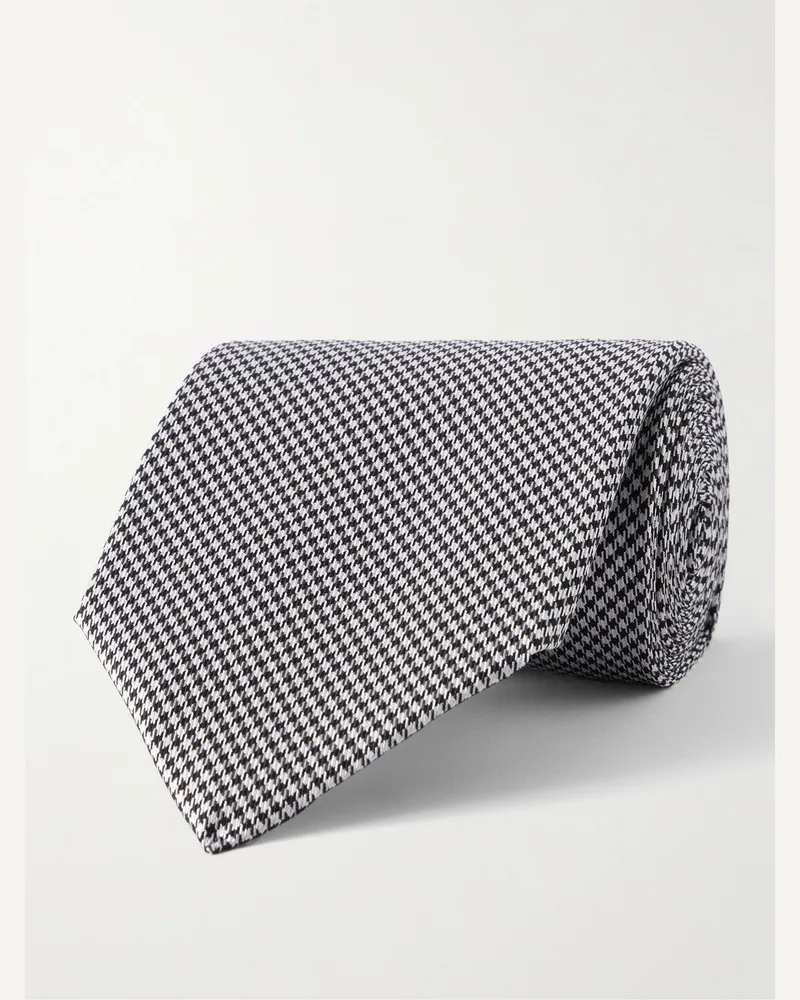 Tom Ford Krawatte aus Seide mit Hahnentrittmuster, 8 cm Schwarz