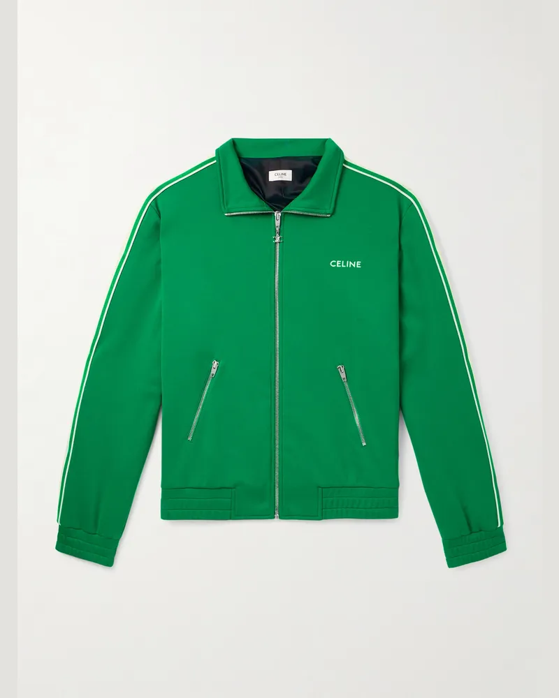 Celine Trainingsjacke aus technischem Jersey mit Logostickerei und Streifen Grün