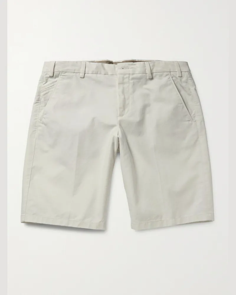 Loro Piana Stretch-Cotton Bermuda Shorts Neutrals