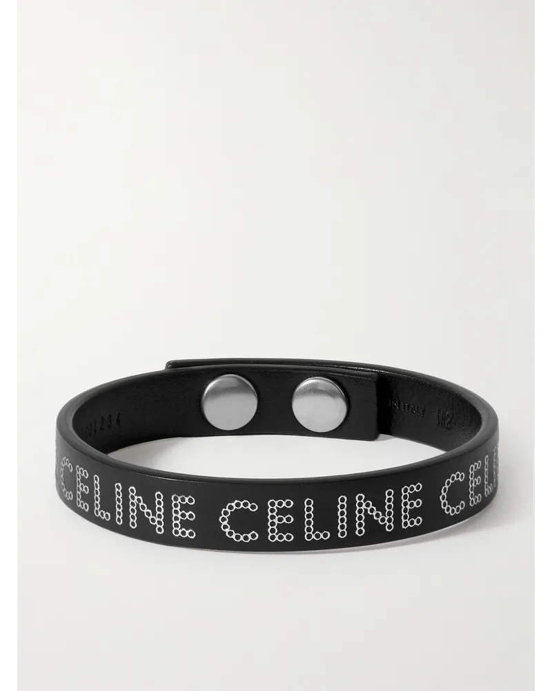 Celine Armband aus Leder mit Nieten Schwarz