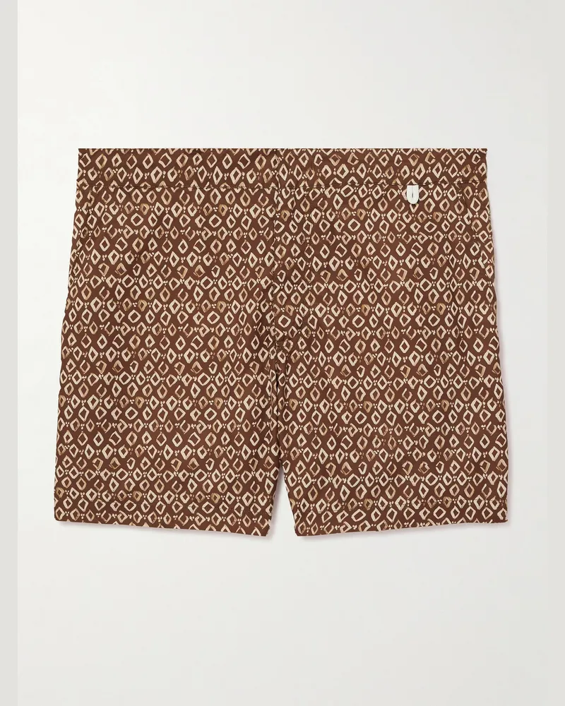 MR P. Gerade geschnittene mittellange Badeshorts mit Print Braun