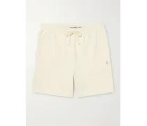 Gerade geschnittene Shorts aus Baumwoll-Jersey mit Logostickerei und Kordelzugbund