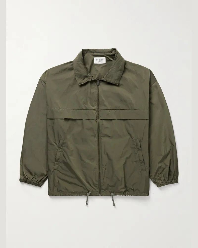 Saint Laurent Blouson aus Shell mit Logoprint Grün