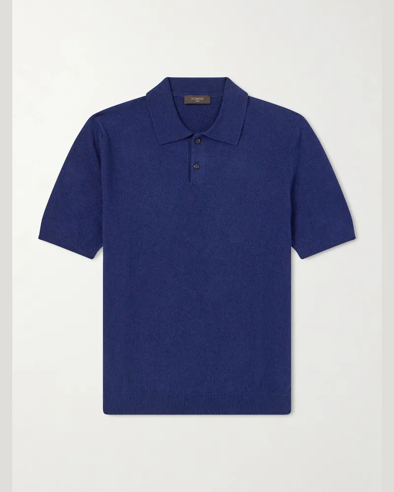 Slowear Slim-Fit Cotton-Blend Terry Polo Shirt Blue