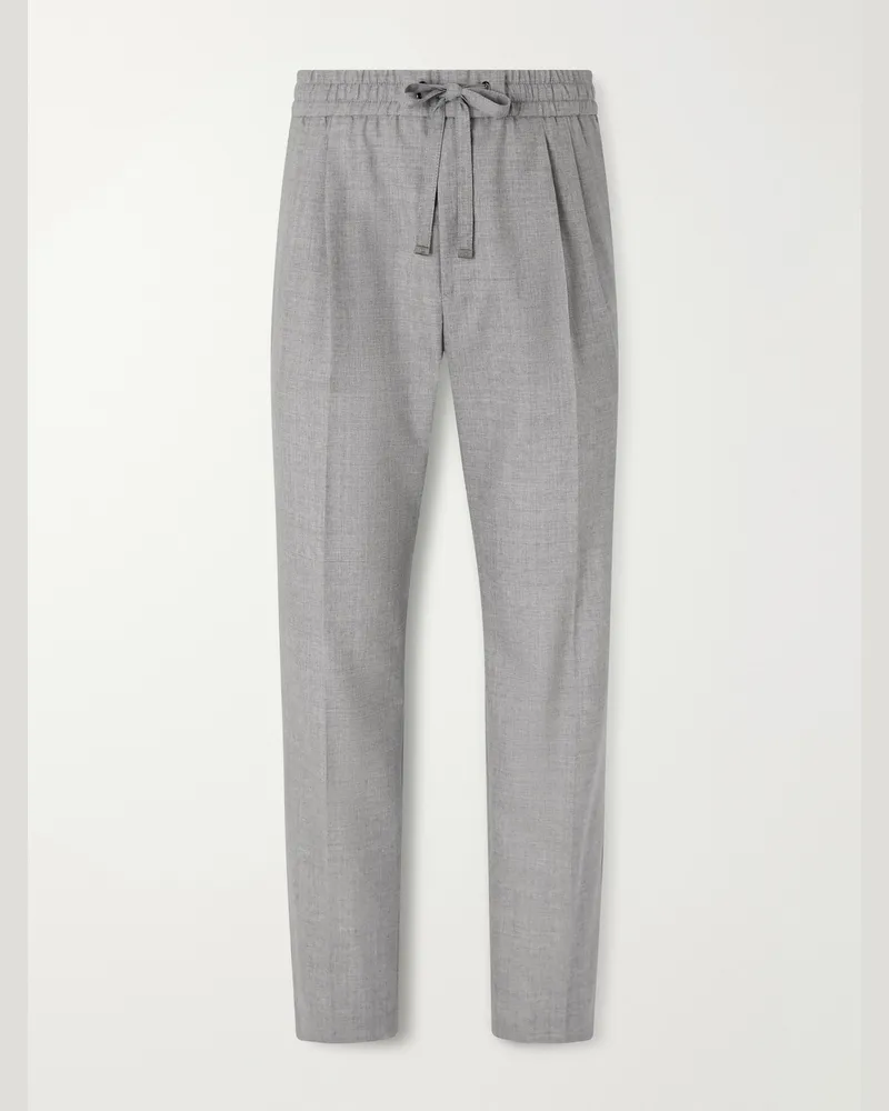 Dolce & Gabbana Sartoriale Straight-Leg Pleated Wool Trousers Gray