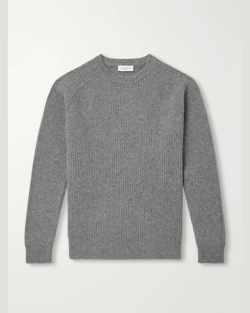 PIACENZA 1733 Ribbed Wool and Cashmere-Blend Sweater Gray